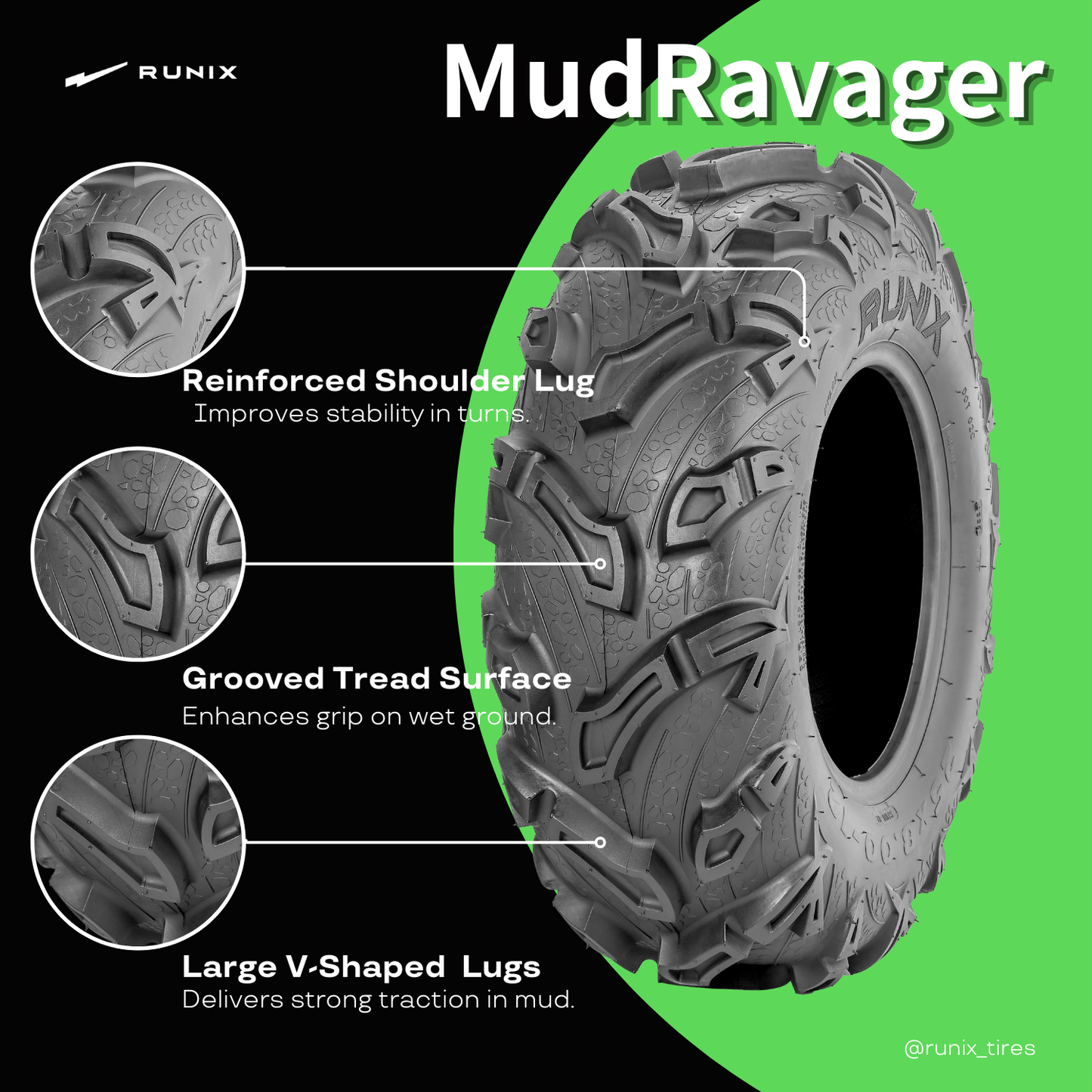 RUNIX MudRavager ATV Tire Set of 2