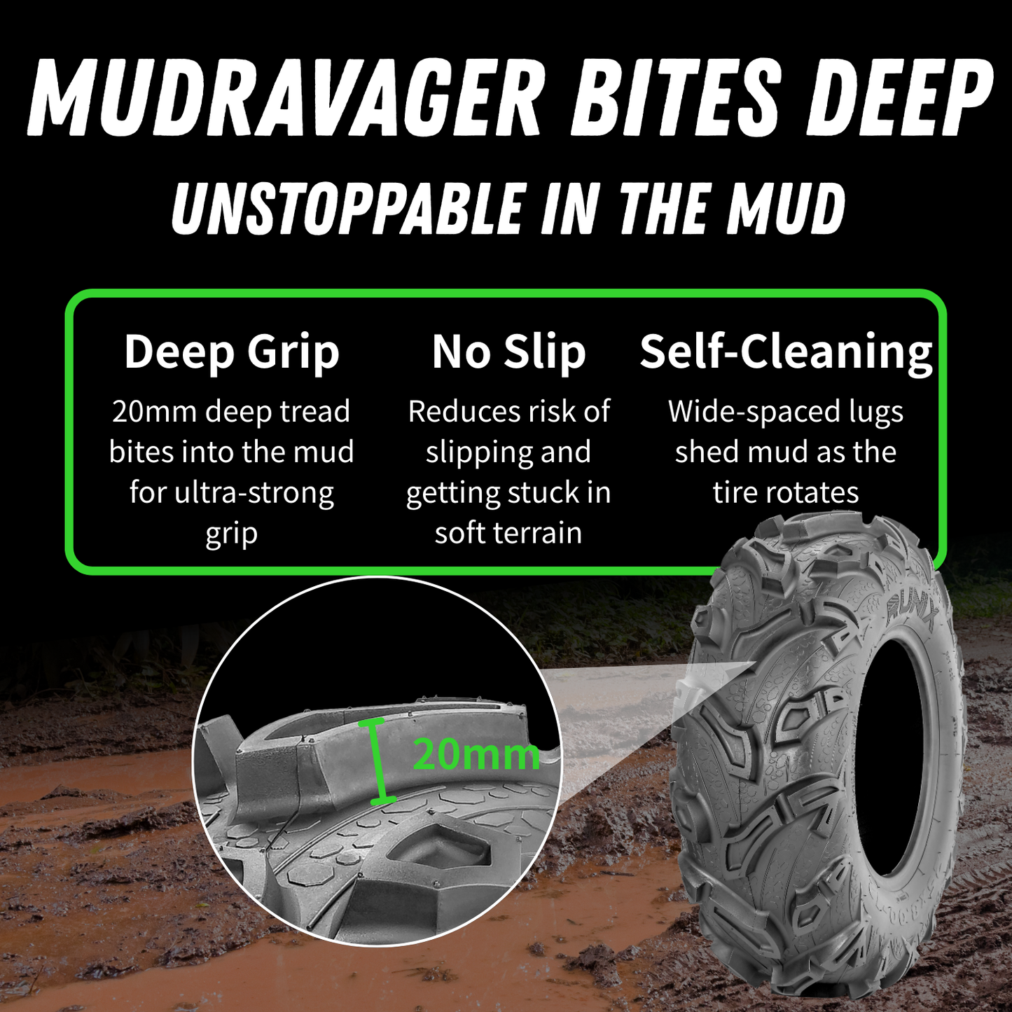 RUNIX MudRavager ATV Tire Set of 4