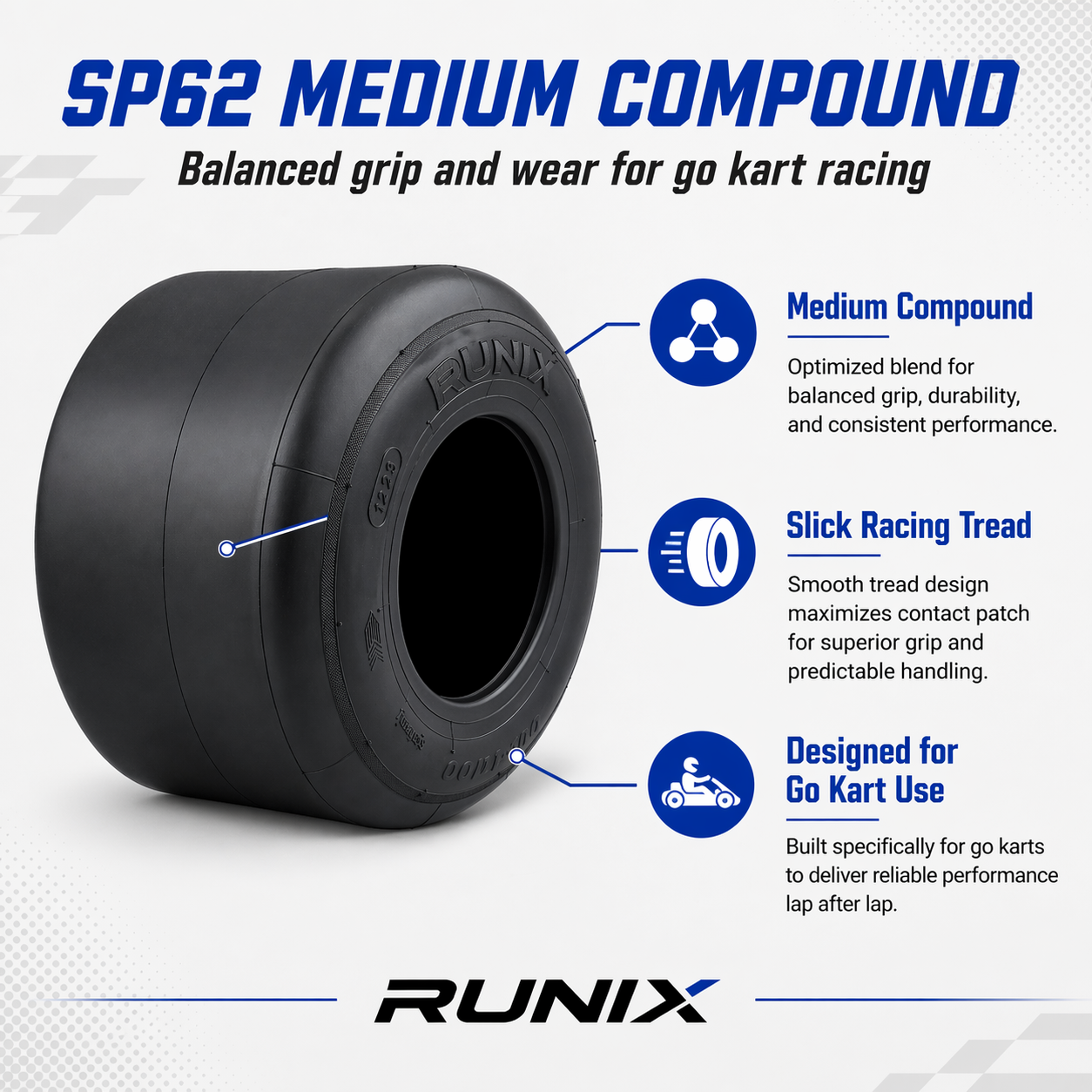 Go Kart Tires, 11x7.10-5, SP62 Medium Compound, Pack of 2