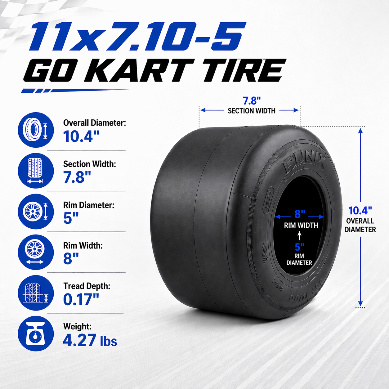 Go Kart Tires, 11x7.10-5, SP62 Medium Compound, Pack of 2