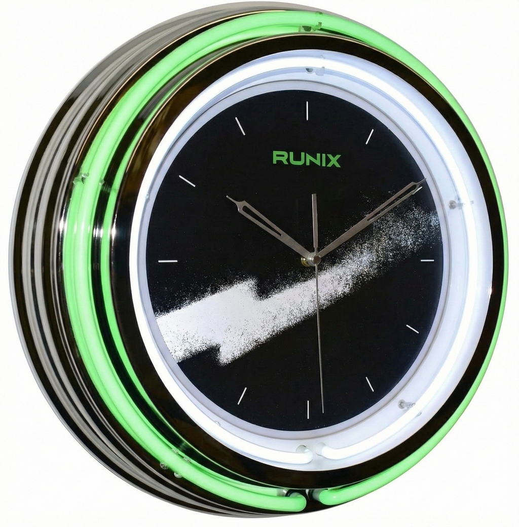 RUNIX Neon Wall Clock- 18 Inch, Double Neon