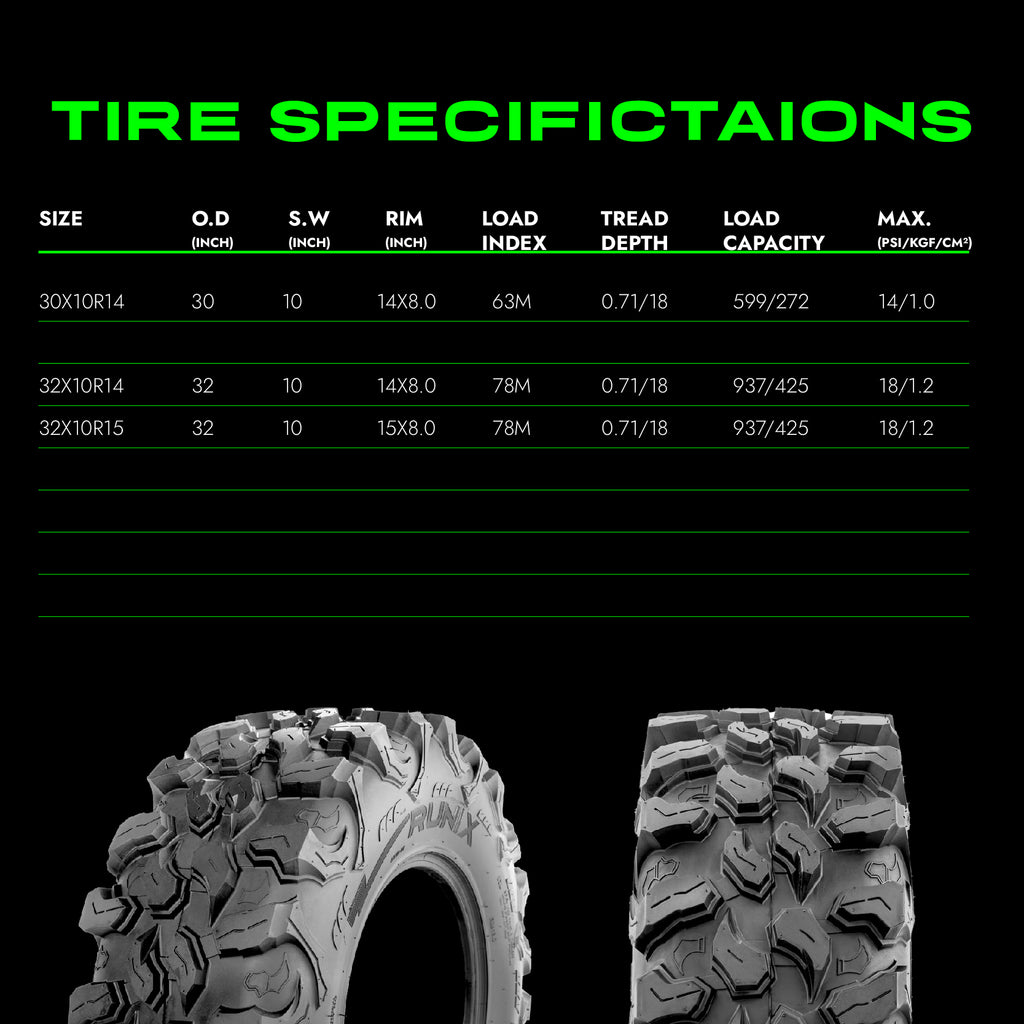 RUNIX ClawTrek ATV Tire Set of 2