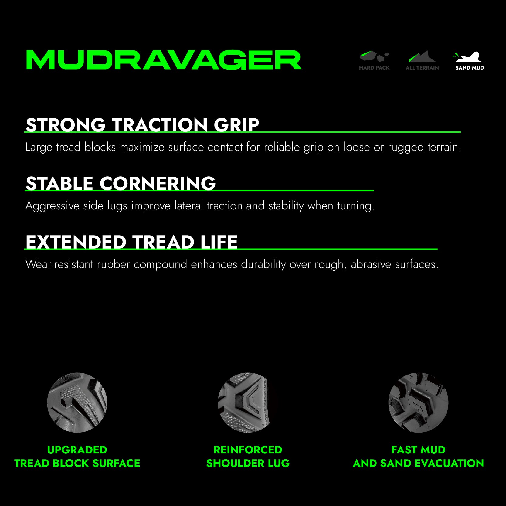 RUNIX MudRavager ATV Tire Set of 4