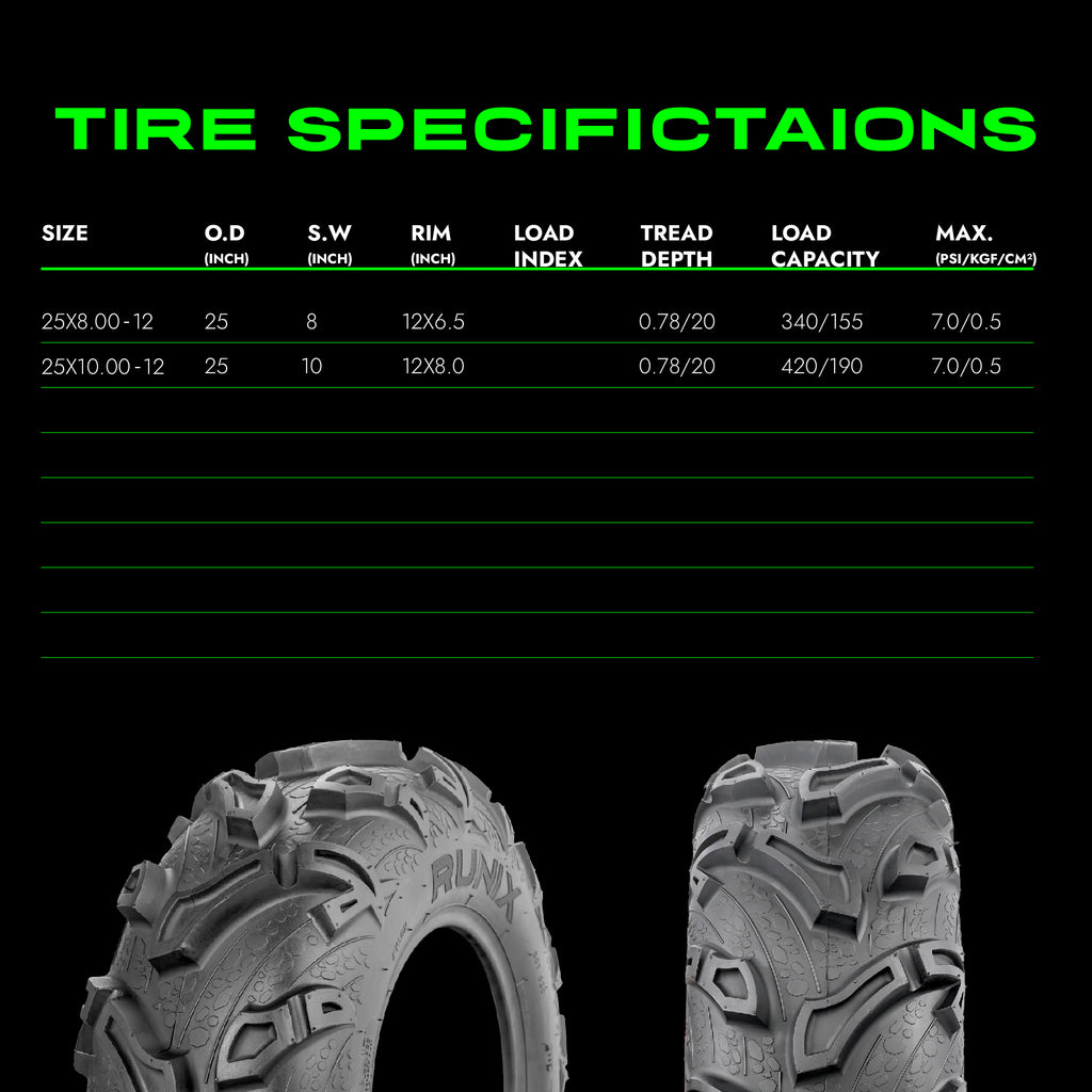 RUNIX MudRavager ATV Tire Set of 4