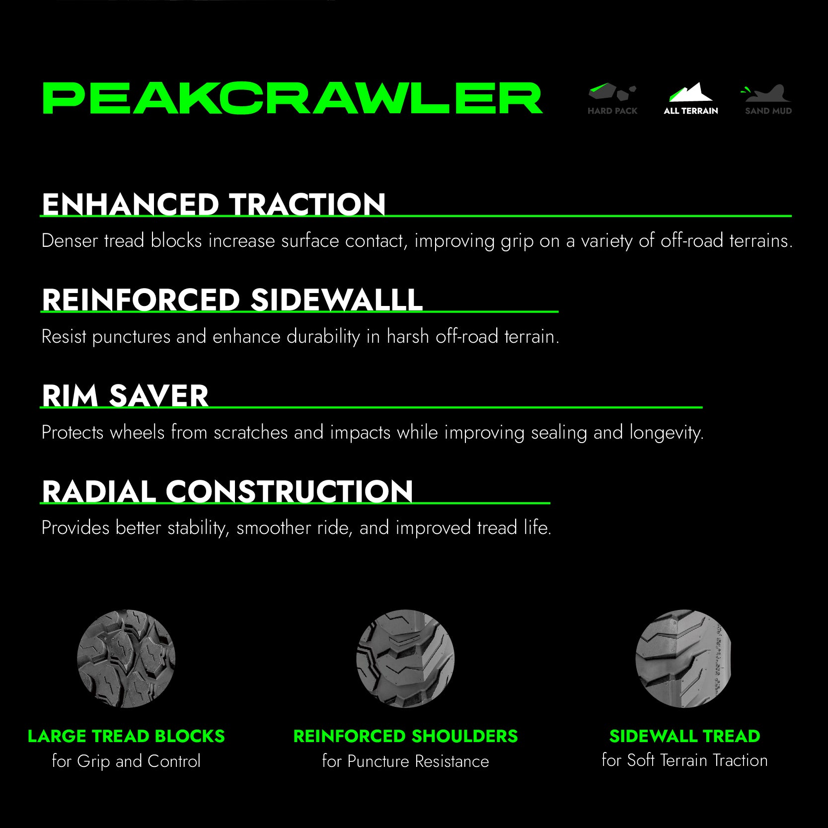 RUNIX PeakCrawler ATV Tire Set of 4