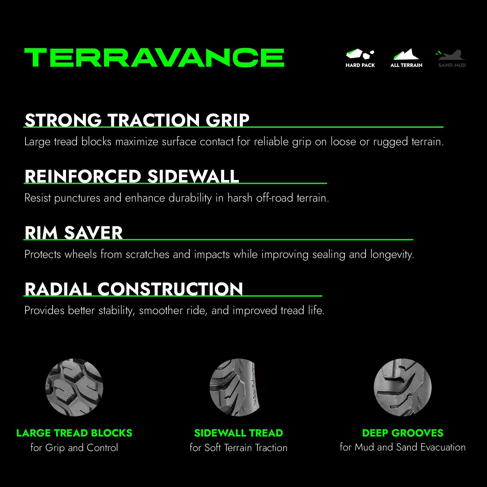 RUNIX TerraVance ATV Tire Set of 4