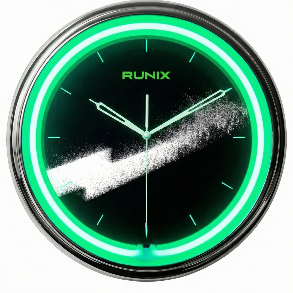 RUNIX Neon Wall Clock- 16 Inch, Single Neon
